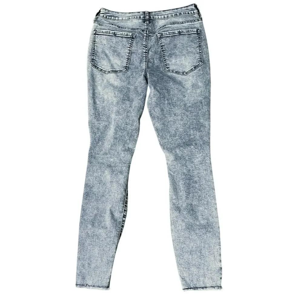 Gray Acid Wash Distressed High Rise Skinny Jeans Size 29